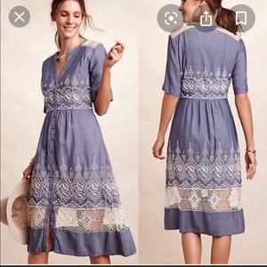 NWOT Anthropologie Countryside Chambray Midi-Dress